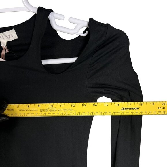 Anthropologie NWT Olive & Oak Womens S Black Long Sleeve Asymmetrical Cutout Top - Picture 8 of 16